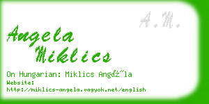 angela miklics business card